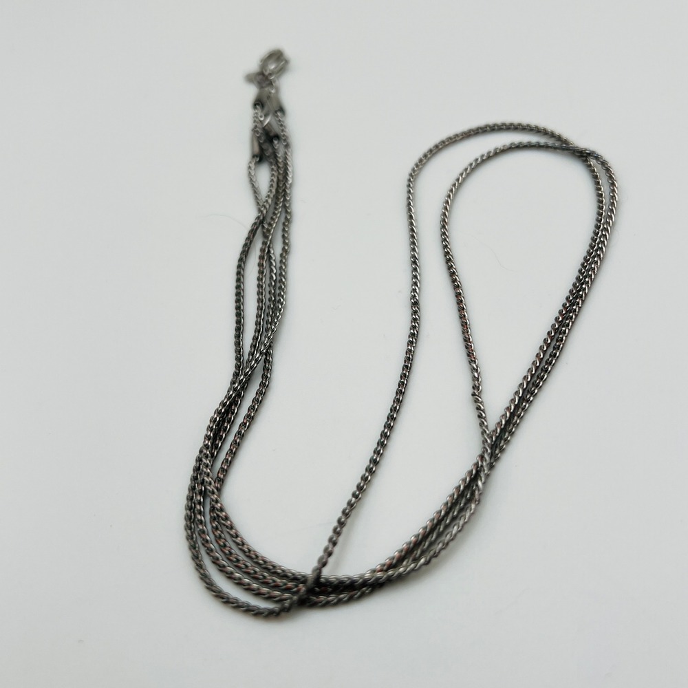 Roman Wheat Chain Necklace Silver Tone Double Strand Vintage Fashion Basic